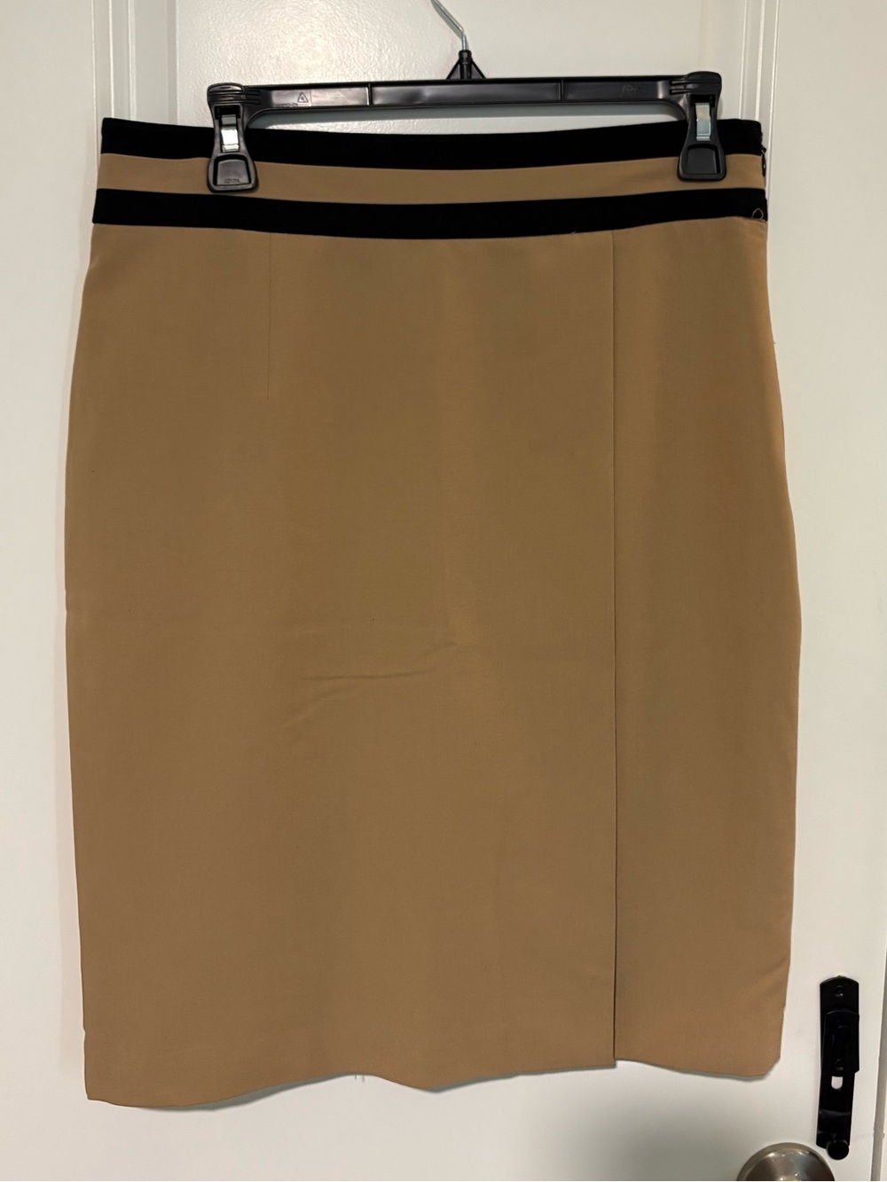 Worthington Tan Pencil Skirt with Black Waistband